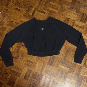 GYMSHARK Black Cropped Crewneck Sweatshirt